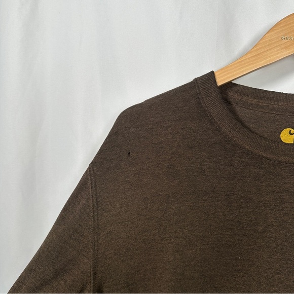 Carhartt Loose Fit Long Sleeve Pocket Tee Heather Brown Size M Workwear Graphic - Picture 11 of 12